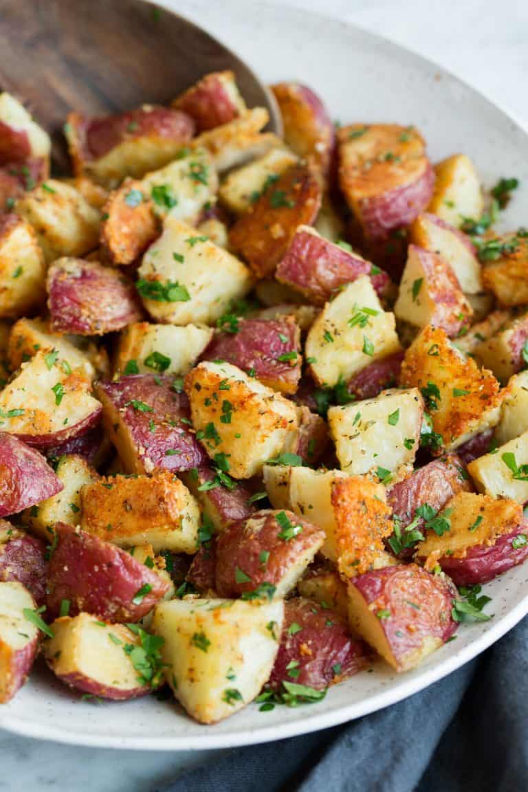 Oven Roasted Potatoes with Parmesan, Garlic, & Herbs